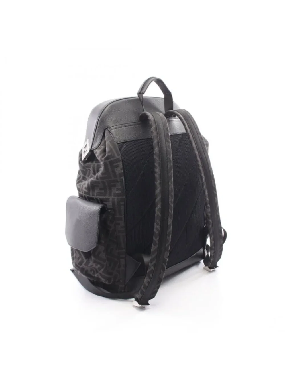 Fendi Backpack FF Jacquard Drive Zucca Dark Brown Black Canvas Leather